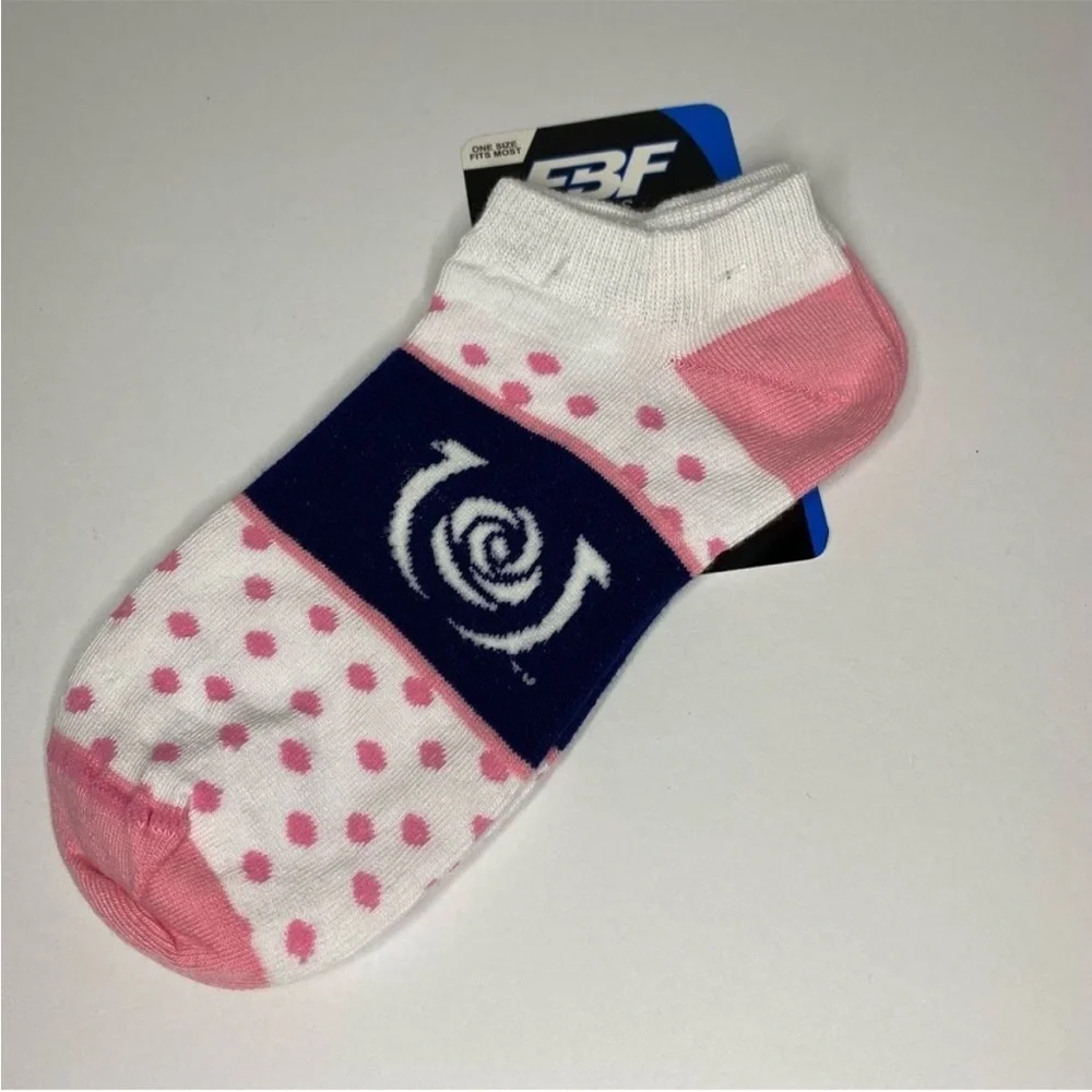 For Bare Feet Socks Kentucky Derby 145 6-11 White Pink Dot Band Blue Pink Argyle